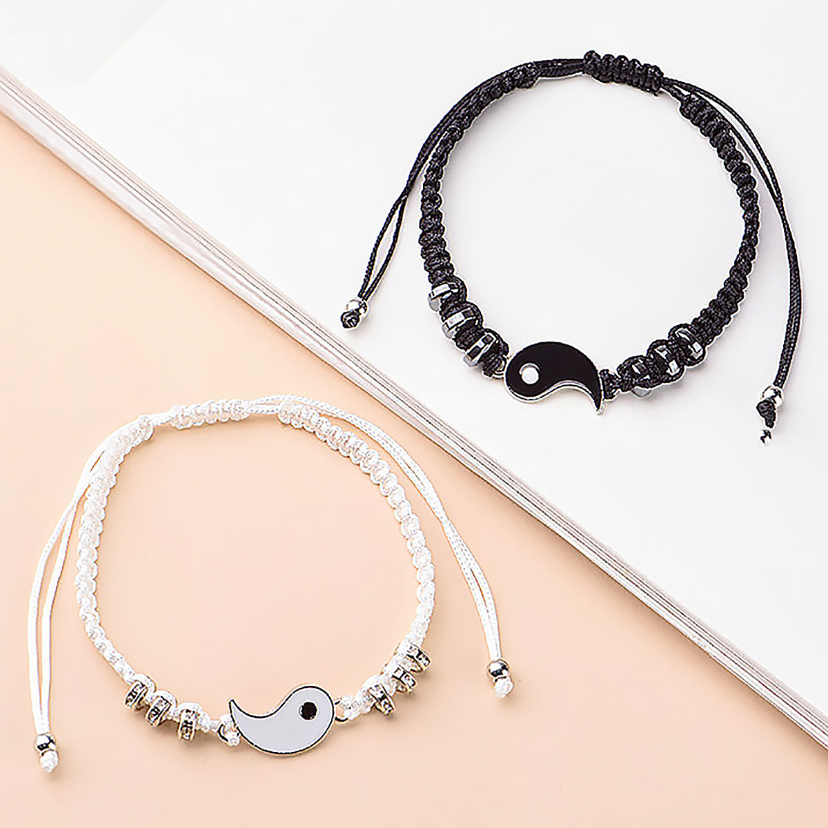 Yin Yang Braided Bracelet Handmade Tai Chi Couple Bracelet Gift-2