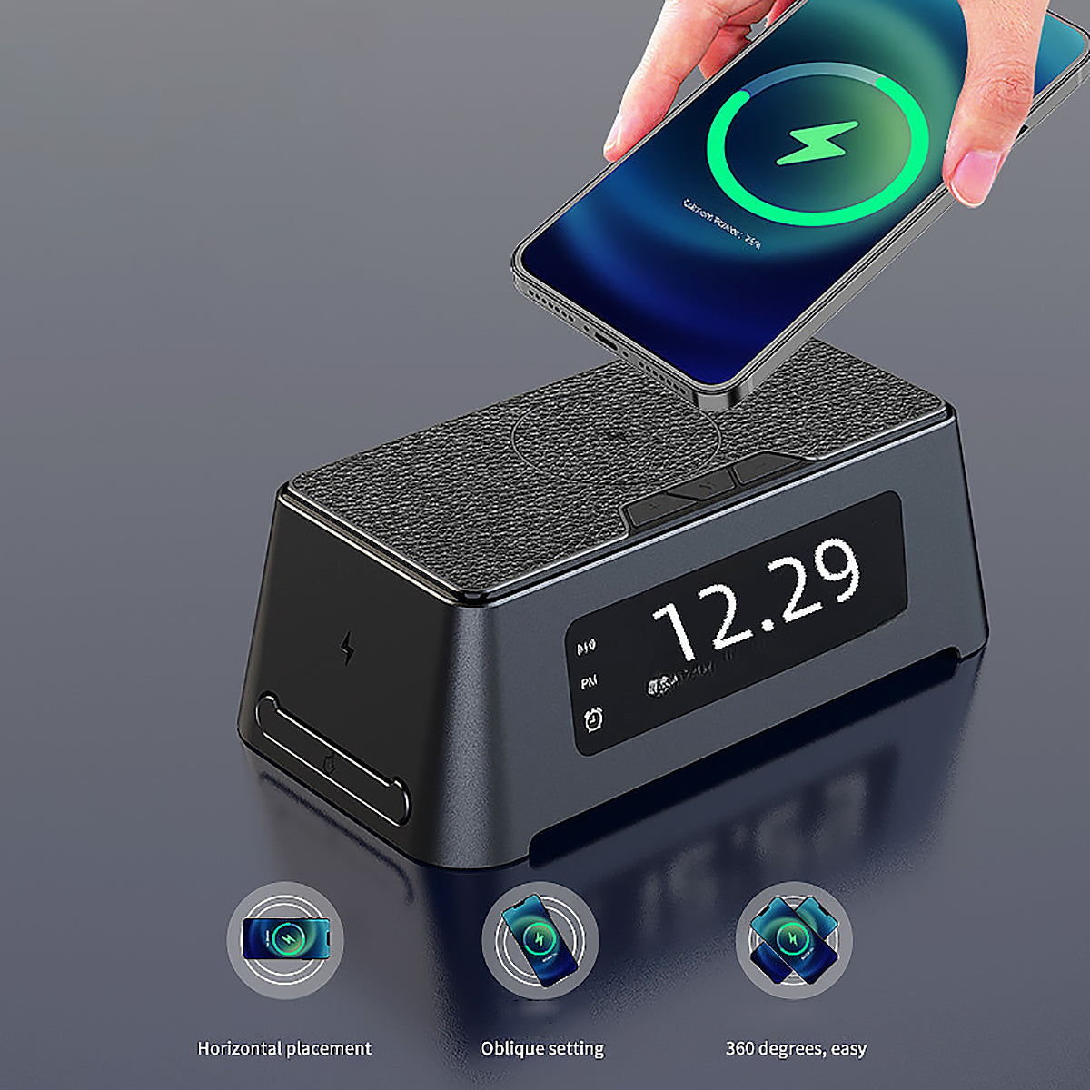3-in-1 Wireless Charger with Alarm Clock for Phone, Watch & Earbuds-2