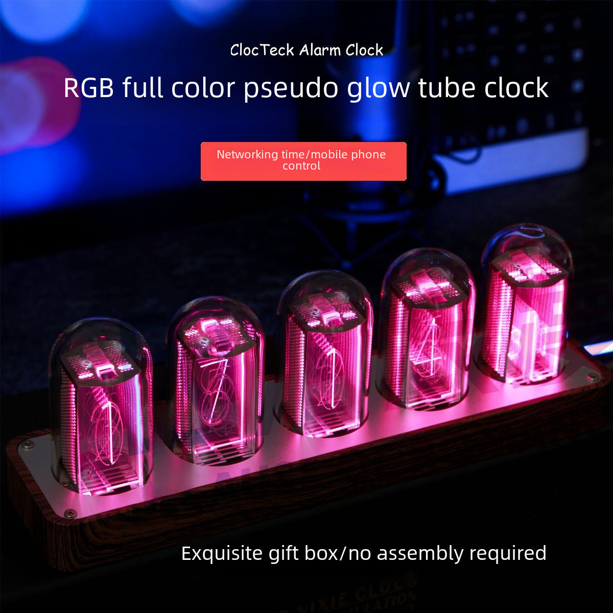 Creative Desktop Networking Clock Pseudo Nixie Tube Clock Free Assembly Timer Ornaments