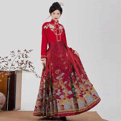 Women's Hanfu Horse-faced Skirt Spring and Summer Suit Horse-faced Pleated Draped Long Skirt