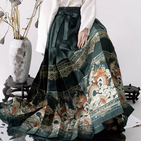 Su yu Huasang "Dragon treten Schnee" Ming Ma Gesicht Rock Imitation Make -up Blume Hanfu Frauen Flugzeughülle Neujahr Herbst- und Winterset