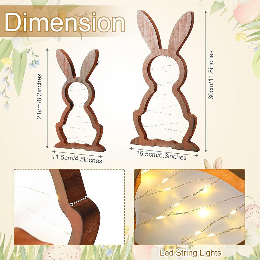 Easter Rabbit Nightlight Wooden Party Decoration Ornaments