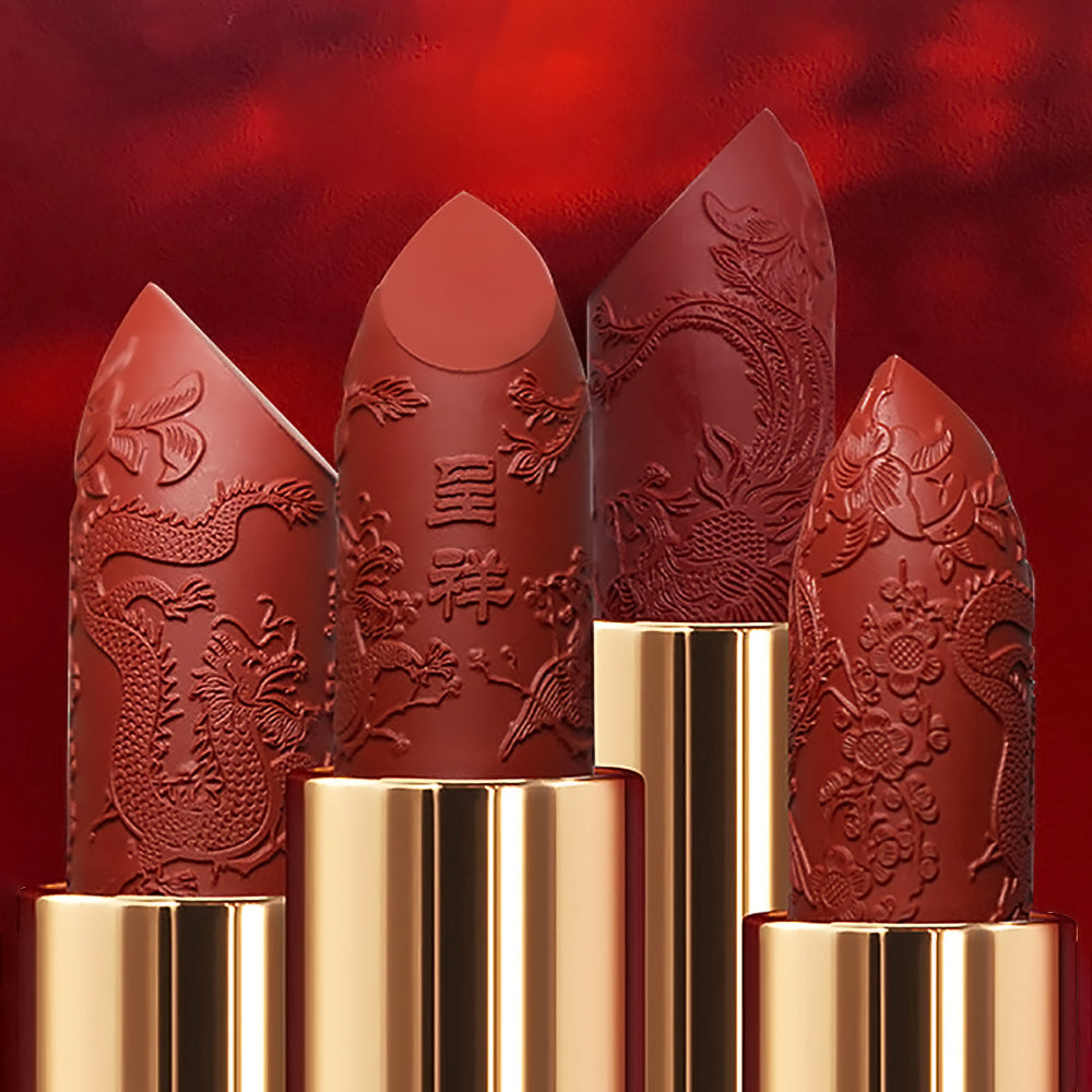 Chinese Elegant Red Makeup Carved Lipstick Set-3
