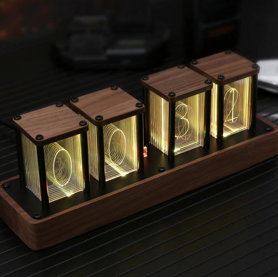 Creative Desktop Networking Clock Pseudo Nixie Tube Clock Free Assembly Timer Ornaments