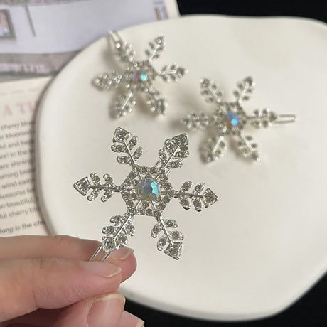Snowflake Hairpin Rhinestone Hair Clip for Women Elegant Gift-2