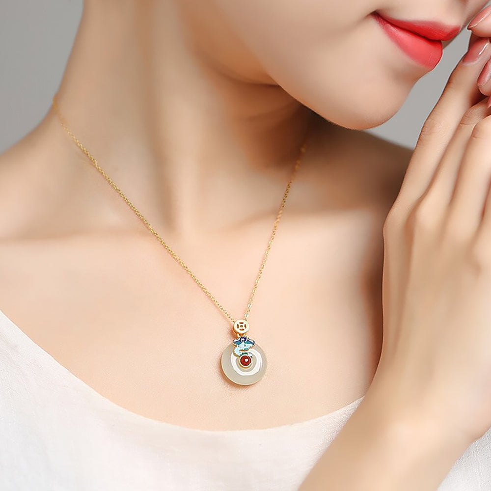 Women’s Vintage Hetian Jade Earrings and Jewelry Set Retro Style-4