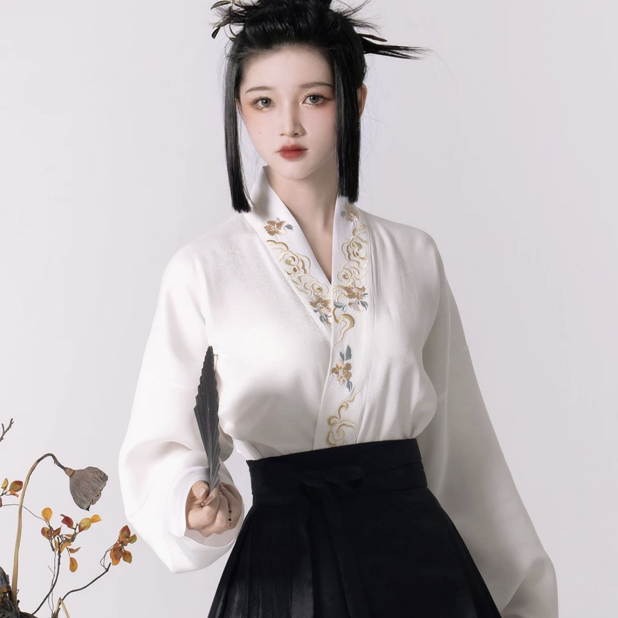 Su yu Huasang "Dragon treten Schnee" Ming Ma Gesicht Rock Imitation Make -up Blume Hanfu Frauen Flugzeughülle Neujahr Herbst- und Winterset