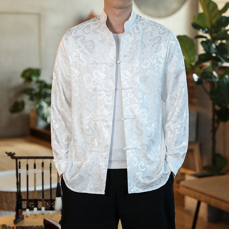 Tang Men's Silk Jacket Chinese Stand-up Collar Jacket Chinese Style Men's Wear