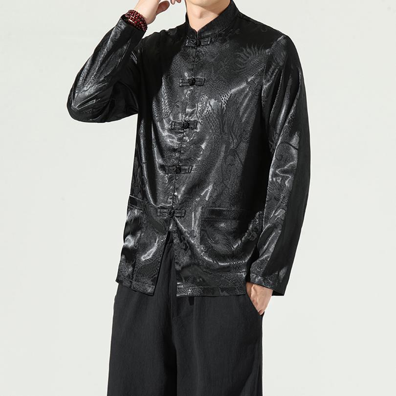 Tang Men's Silk Jacket Chinese Stand-up Collar Jacket Chinese Style Men's Wear