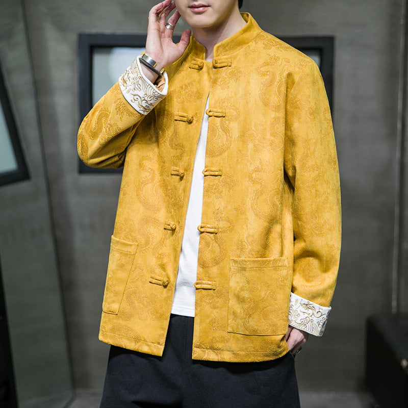 Frühlings- und Herbst -Herren -Jugend Ancient Style Hanfu Jacke runder Knopf Chinesische Jacke Tang Anzug