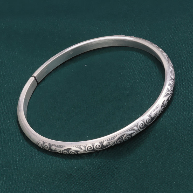 Reines Silberarmband 999 Sterling Silber Eippic Wolkensilber Armband Retro Frosted einfaches offenes ethnisches Stil Armband Schmuck Großhandel