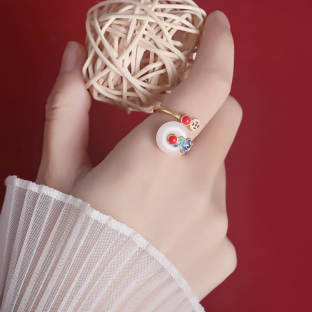 Women’s Vintage Hetian Jade Earrings and Jewelry Set Retro Style-7