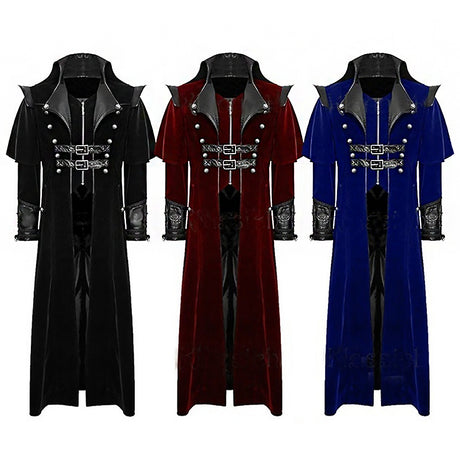 Halloween Vintage Patchwork Hooded Coat Slim Fit-1
