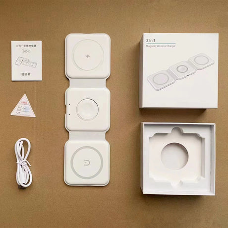 3-in-1 Magnetic Wireless Ladegerät für Apple-Faltbare Schreibtisch-Ladestation für iPhone, AirPods & Apple Watch