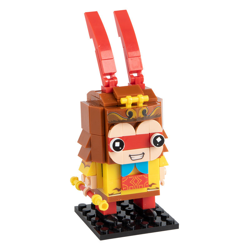 Chinesische Lego -Bausteine nationale Trendreise zum West Monkey King Ornamente Kinderpädagogische Puzzletarife