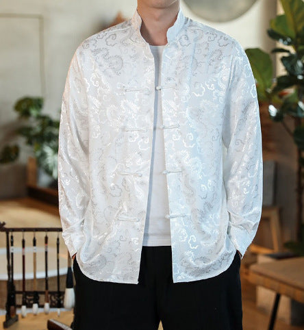 Tang Men's Silk Jacket Chinese Stand-up Collar Jacket Chinese Style Men's Wear