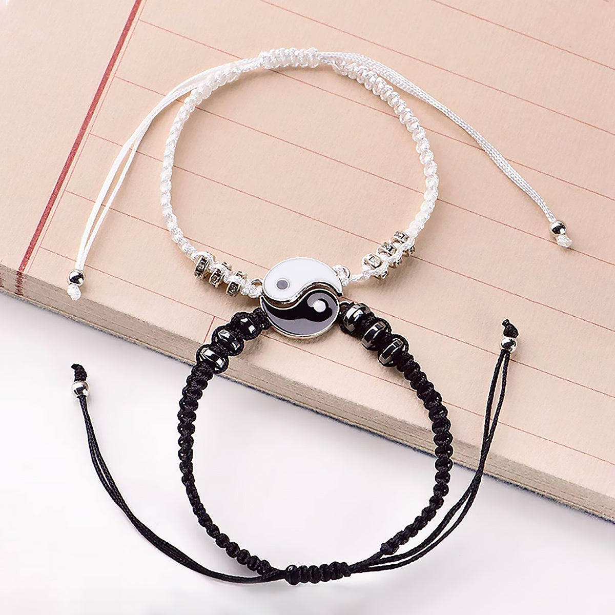 Yin Yang Braided Bracelet Handmade Tai Chi Couple Bracelet Gift-4