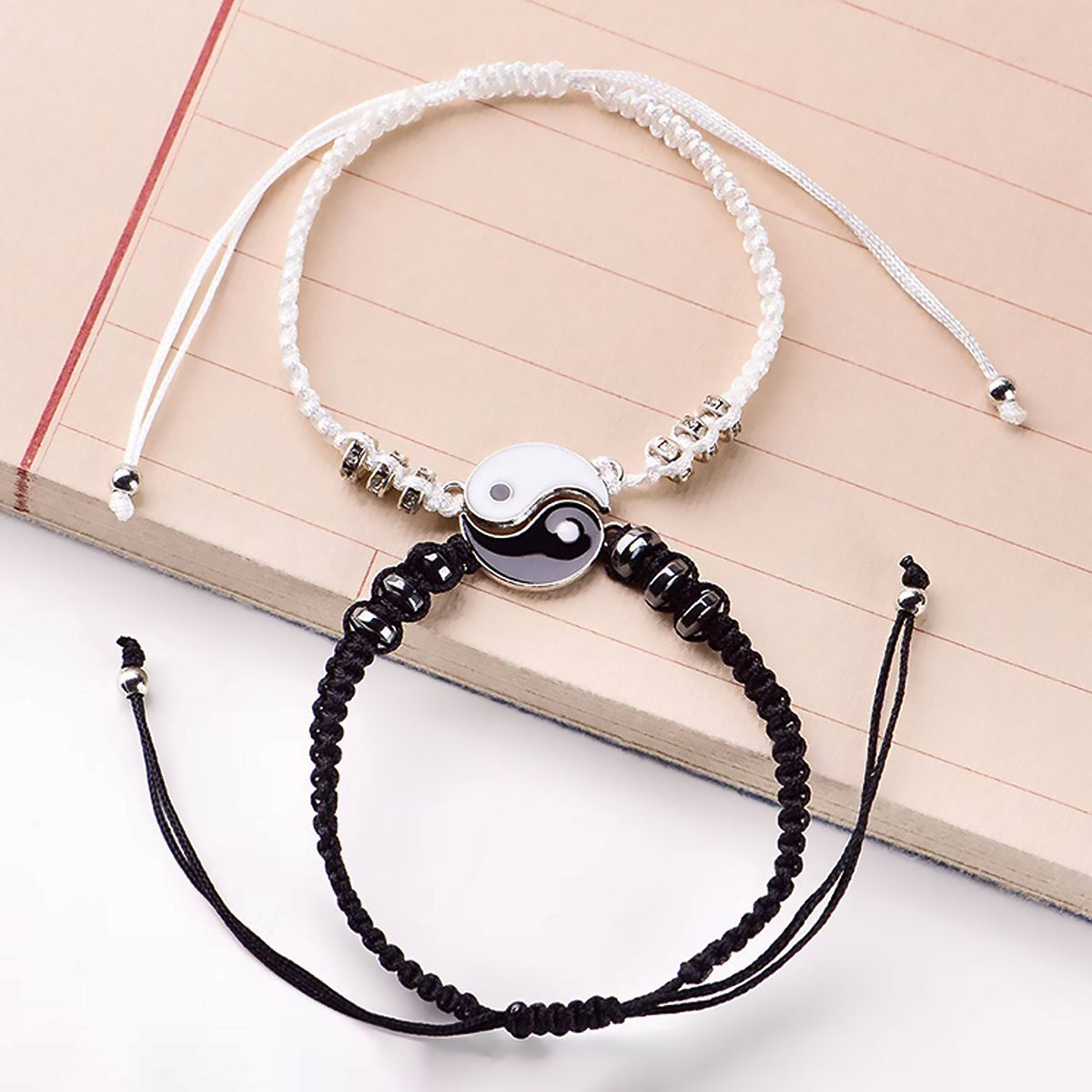 Chinese Style Yin Yang Bracelet Black White Matching Bracelet-3