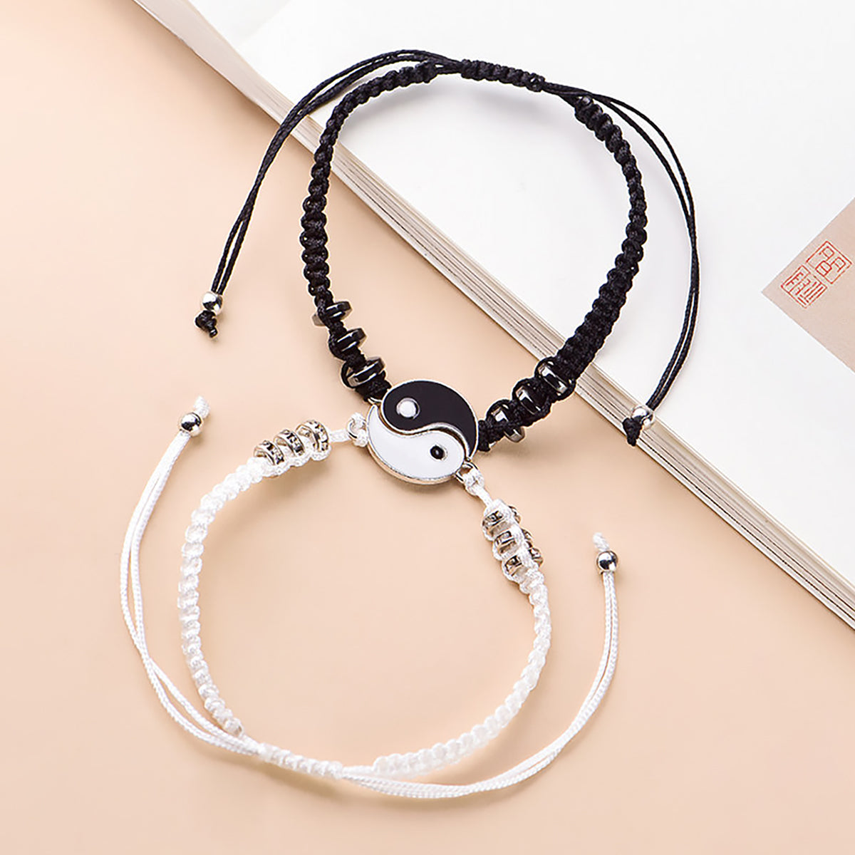 Chinese Style Yin Yang Bracelet Black White Matching Bracelet-2