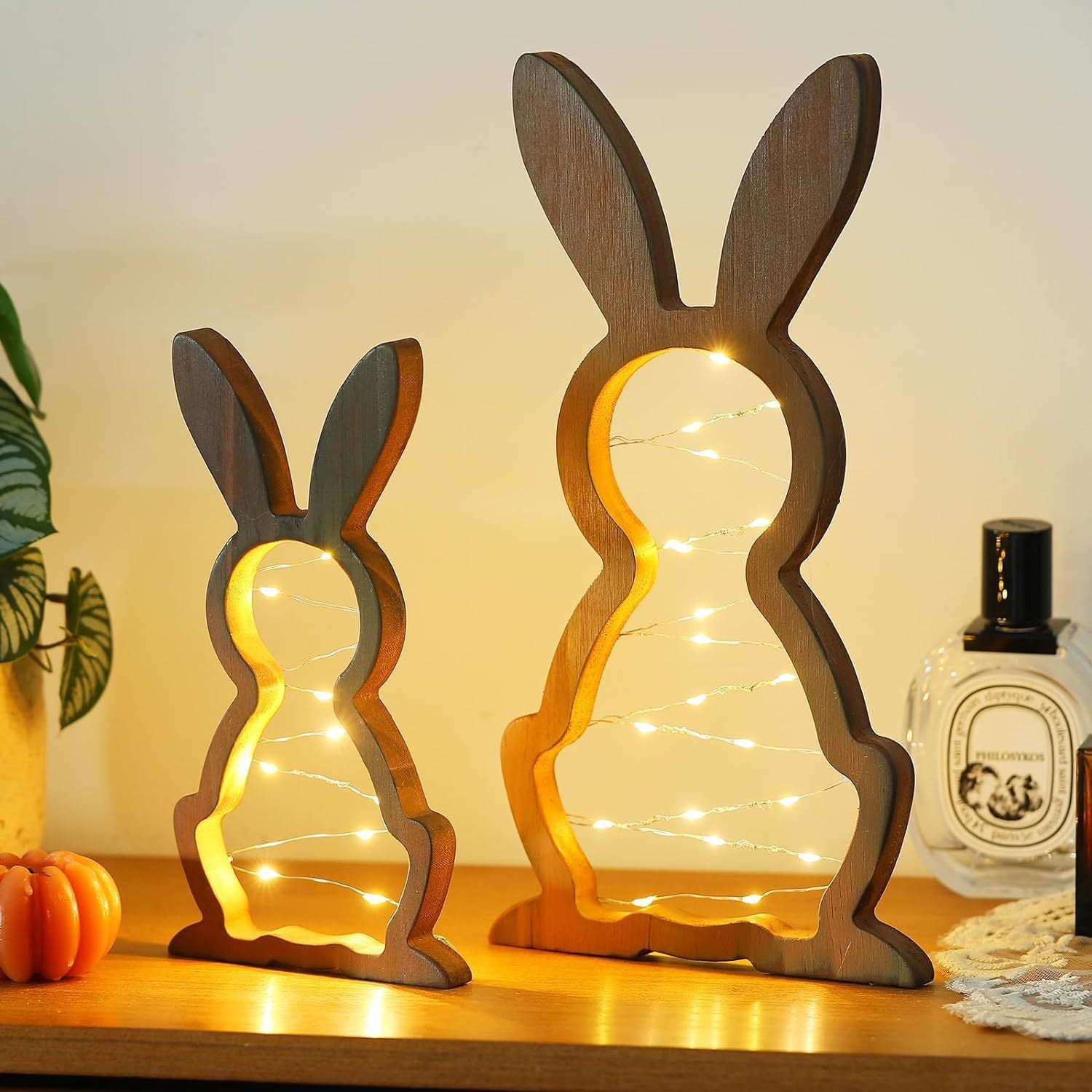 Easter Rabbit Nightlight Wooden Party Decoration Ornaments