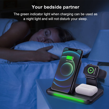 15W -Strom -Ladegerät für iPhone, Mobiltelefon und 3 -in 1 -drahtloses Ladegerät ansehen