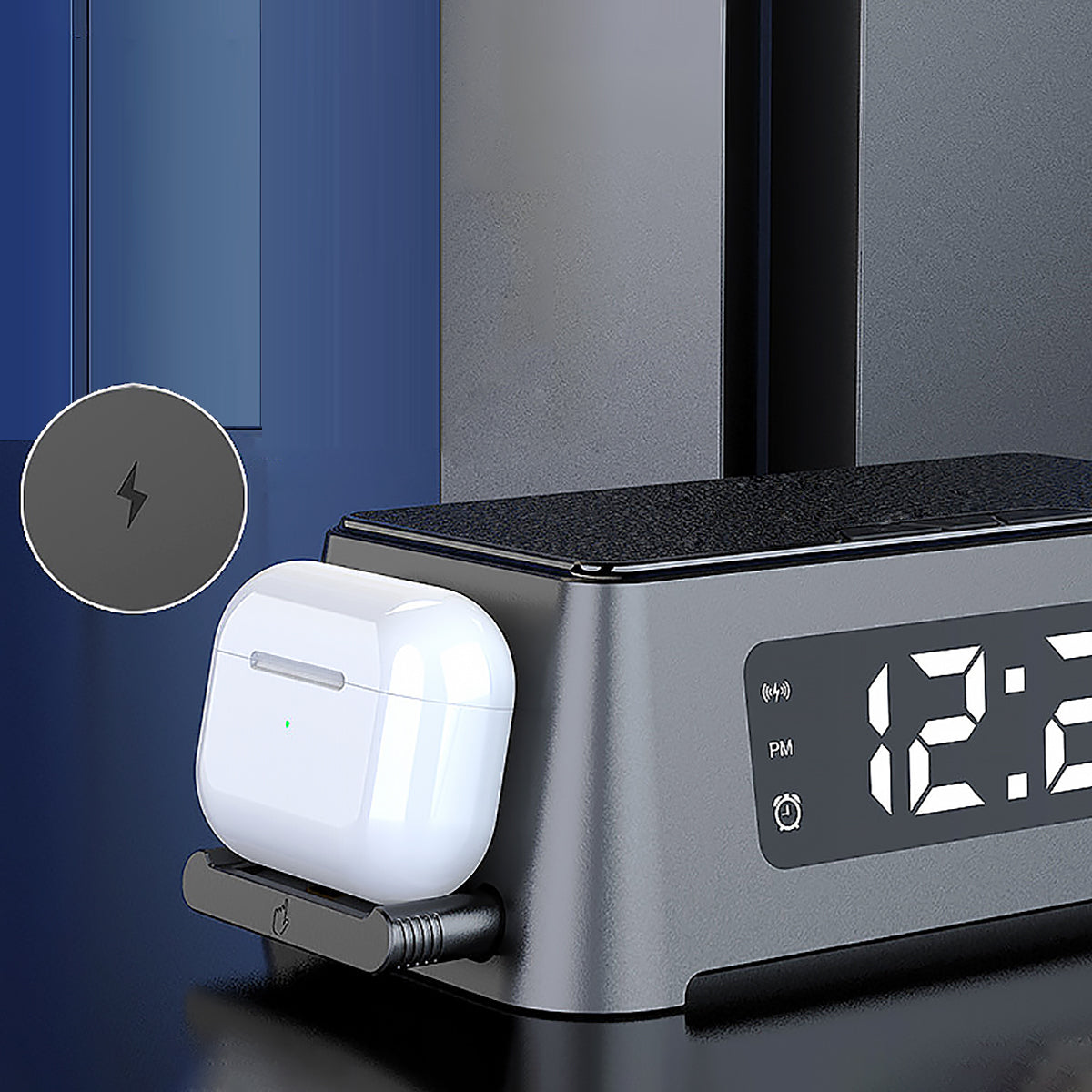 3-in-1 Wireless Charger with Alarm Clock for Phone, Watch & Earbuds-3