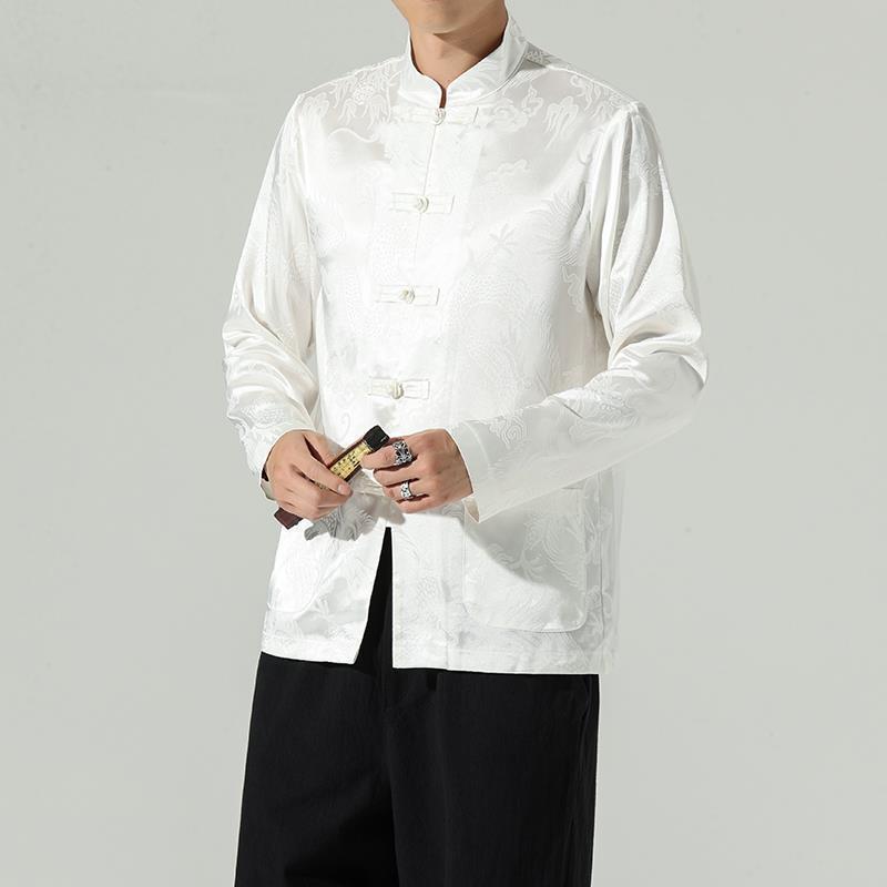 Tang Men's Silk Jacket Chinese Stand-up Collar Jacket Chinese Style Men's Wear