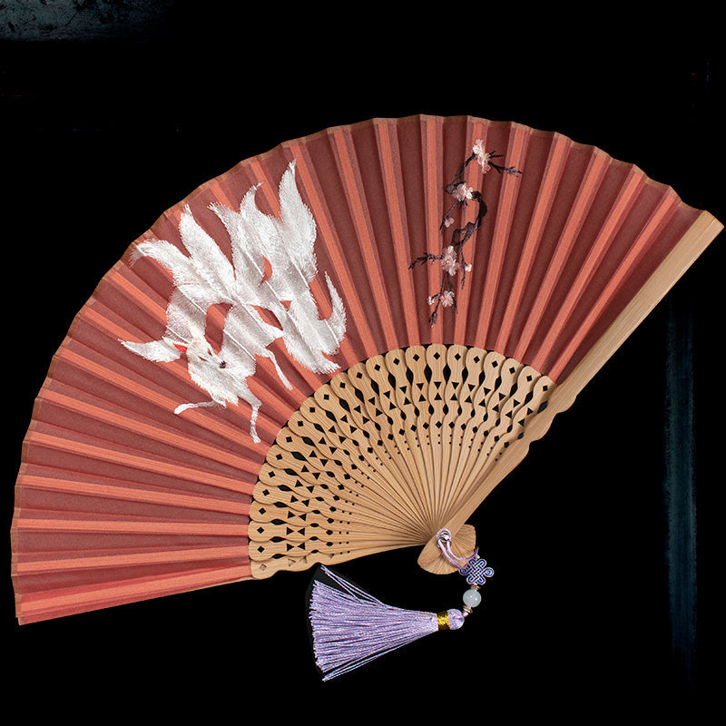 Su Embroidery Folding Fan Orchid & Butterfly Chinese Style Gift-5