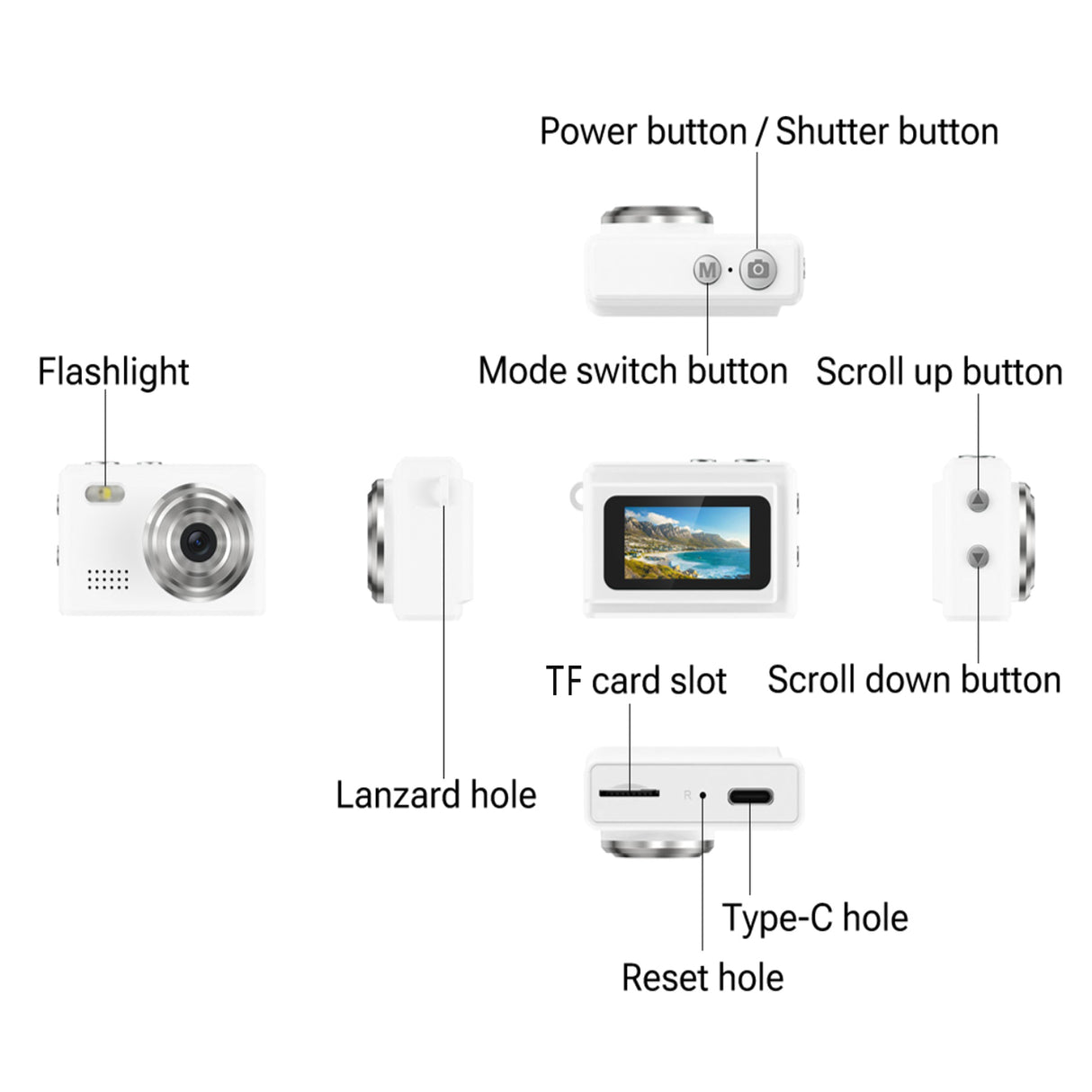 White 1080p Mini Camera Compact HD Recorder Gift for Her or Teens-5