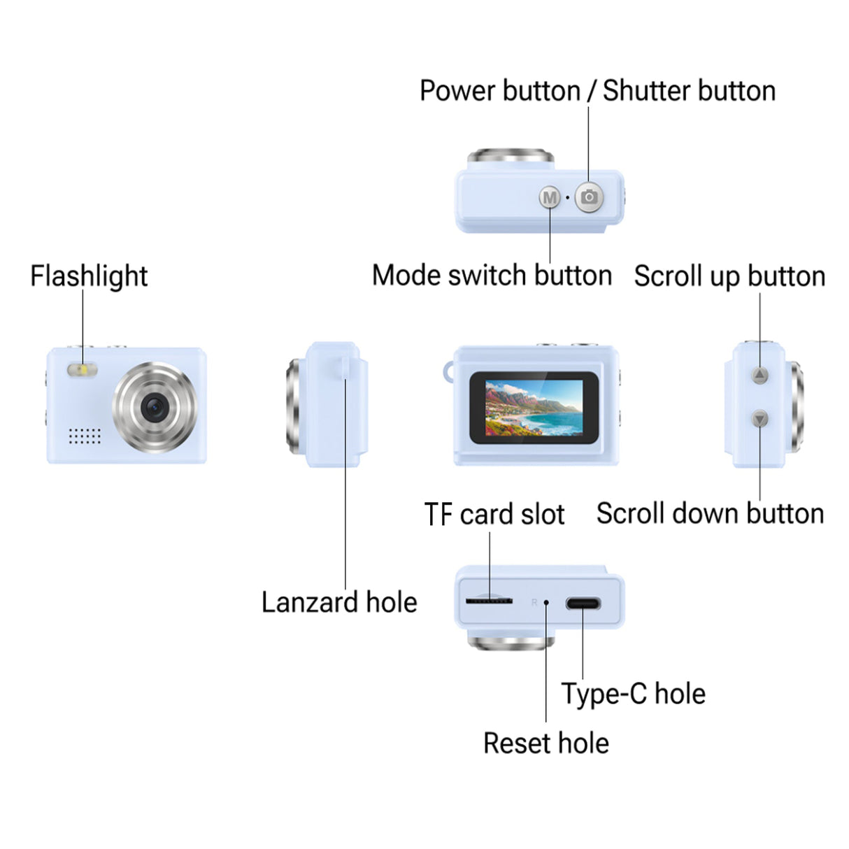 Blue Mini HD Camera 1080p Portable Gift for Teens and Students-5