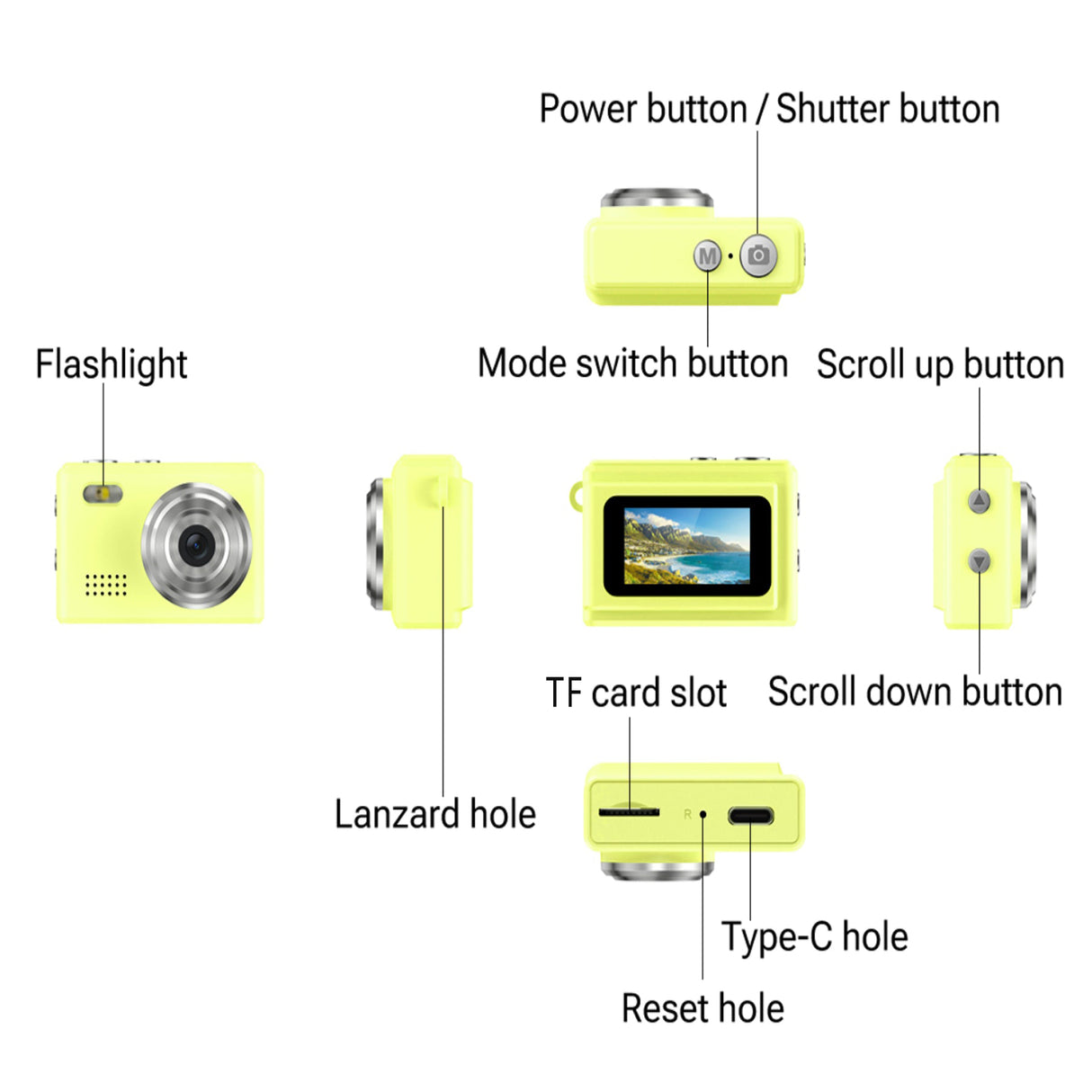 Yellow Mini HD Camera 1080P Pocket-Sized Gift for Teens-5