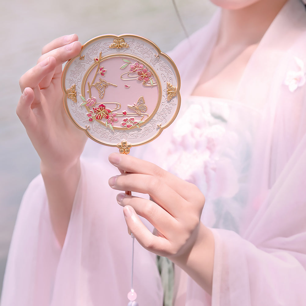 Peach Blossom Compact Mirror Portable Floral Gift for Her-4