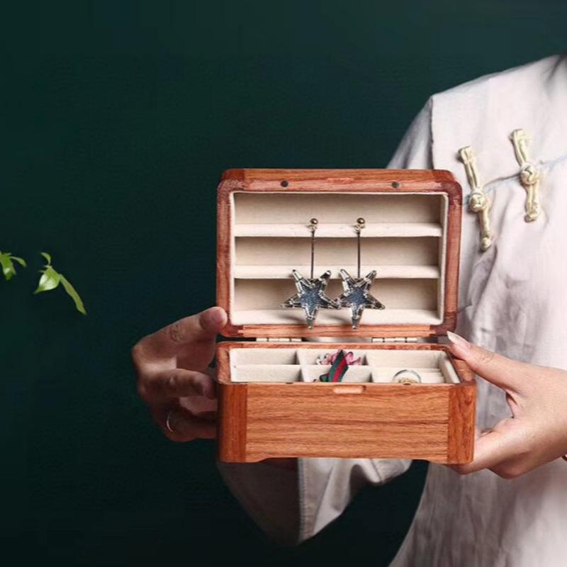 Pear Solid Wood Small Jewelry Storage Box-5