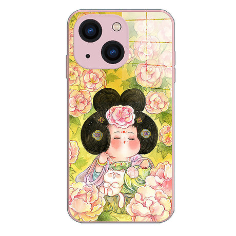 Peony Noble Consort Pattern Tempered Glass Phone Case-3