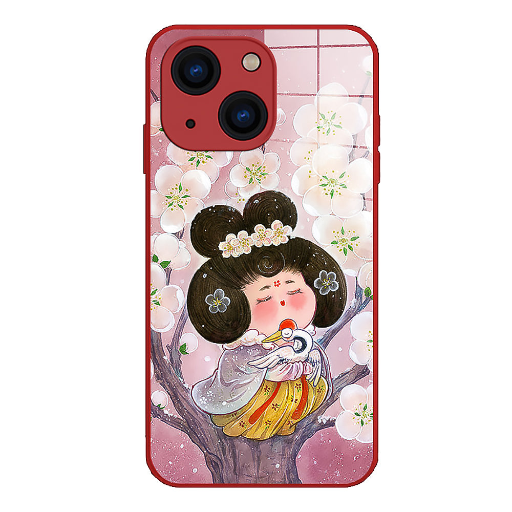 Plum Blossom Noble Consort Pattern Tempered glass Phone Case-6