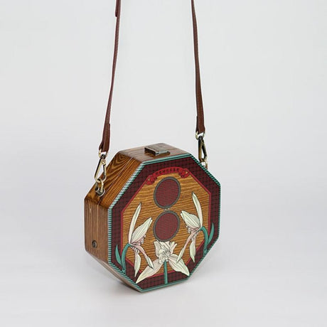 Retro Women Printed Shoulder Octagonal Bag Crossbody Bag-7