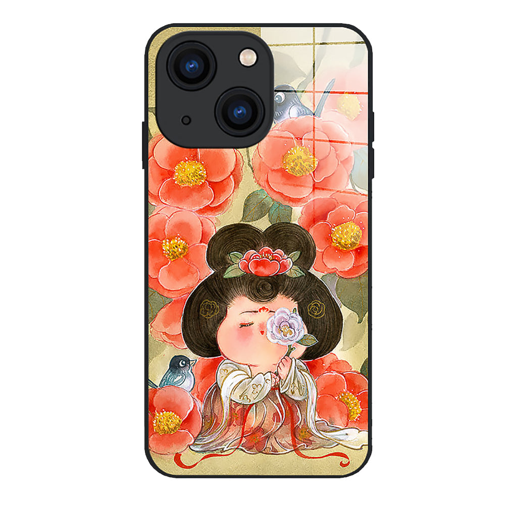 Rose Noble Consort Pattern Tempered Glass Phone Case-4