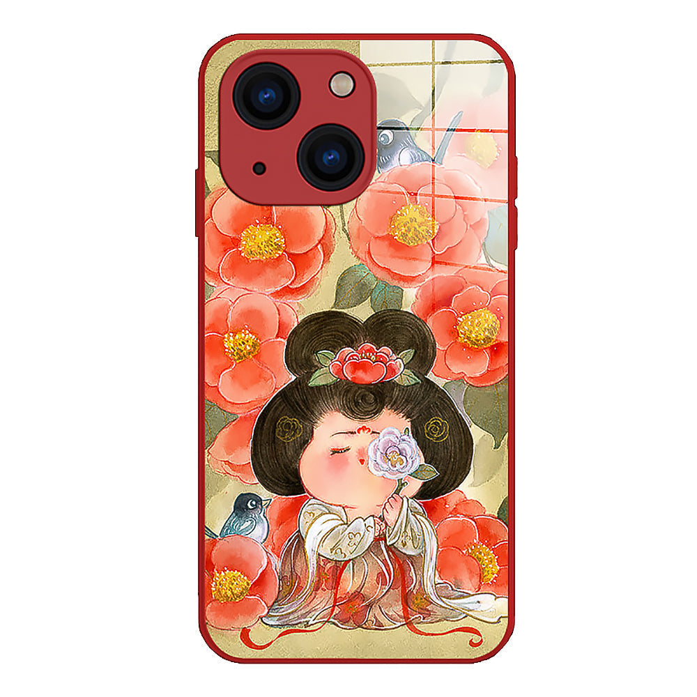 Rose Noble Consort Pattern Tempered Glass Phone Case-6