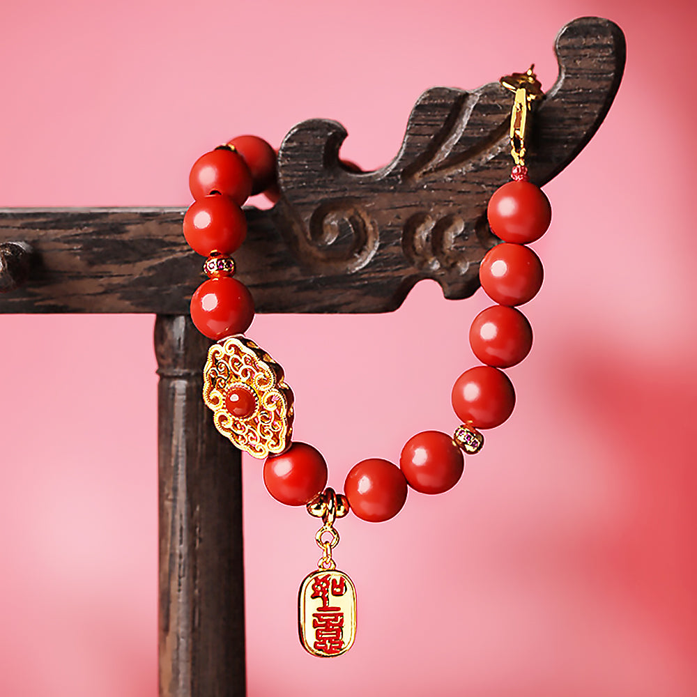 Cinnabar Ruyi & Fulu Bracelet Lucky Gift for Women-2