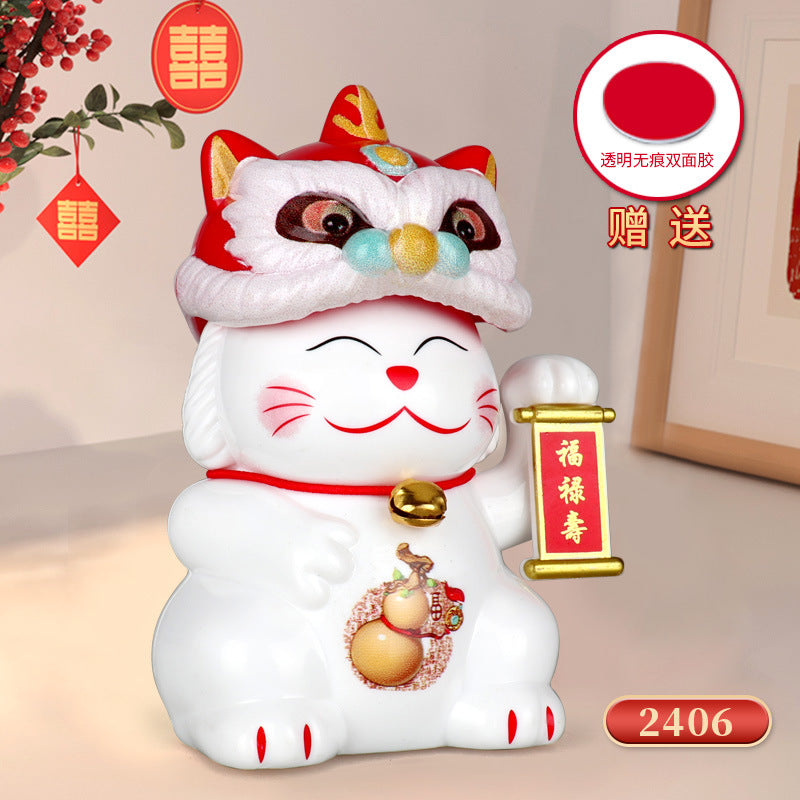 Solar Nodding Lucky Cat Car Decoration Ornament-1