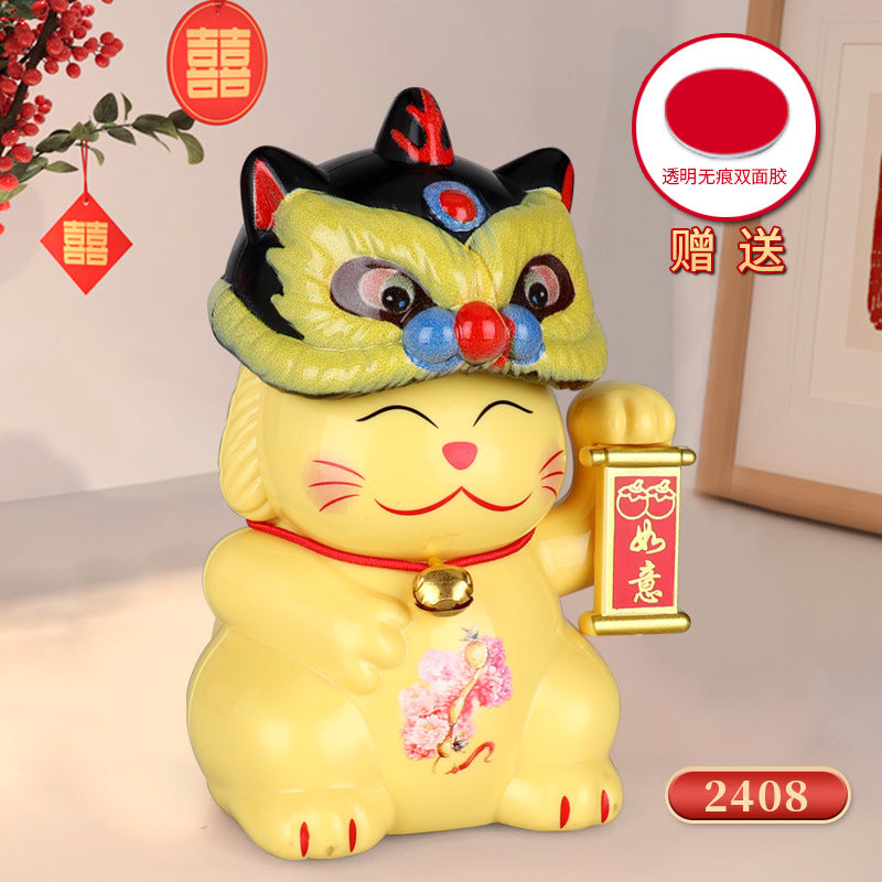 Solar Nodding Lucky Cat Car Decoration Ornament-2
