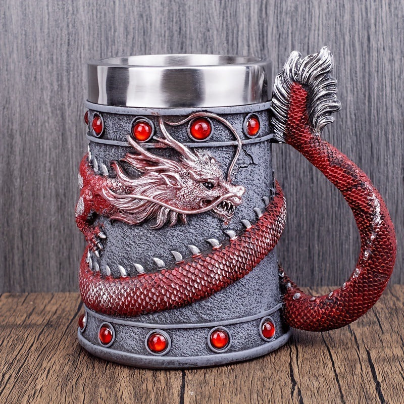 Stainless Steel Cups - Chinese Dragon Shape Resin Design-2