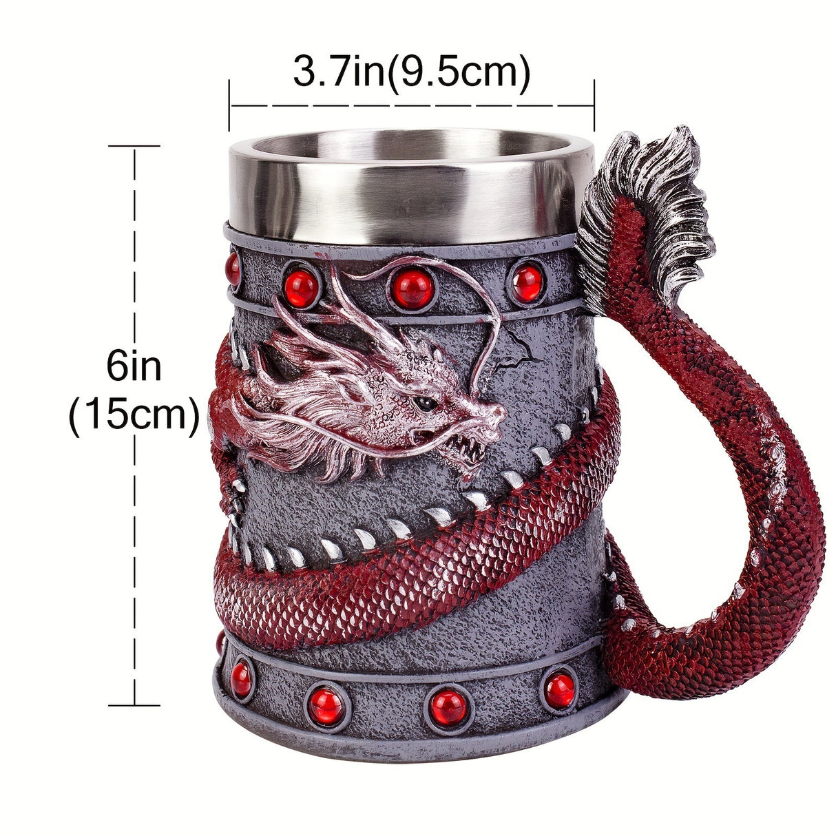Stainless Steel Cups - Chinese Dragon Shape Resin Design-5