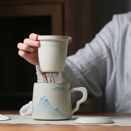 Vintage Tea Cup Hand-painted Far Mountain Tea Separate Cup-1