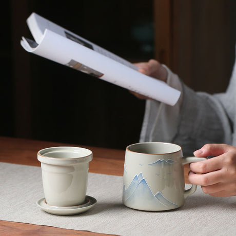 Vintage Tea Cup Hand-painted Far Mountain Tea Separate Cup-2