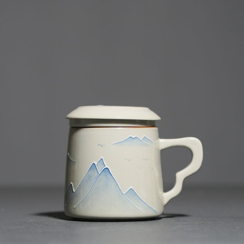 Vintage Tea Cup Hand-painted Far Mountain Tea Separate Cup-3