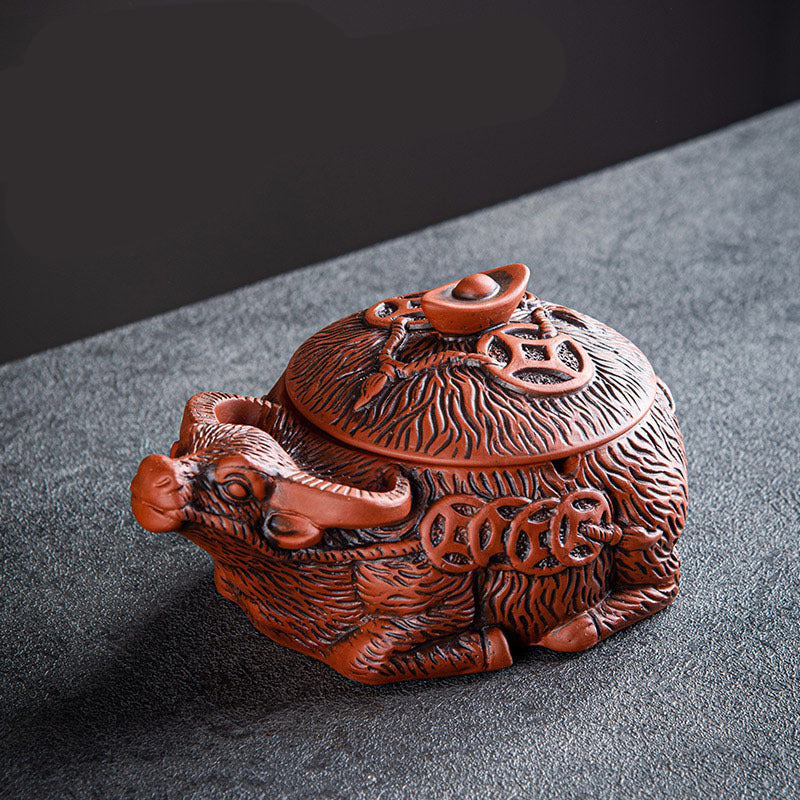 Wealth Buffalo Creative Household Purple Clay Ashtray with Lid-4