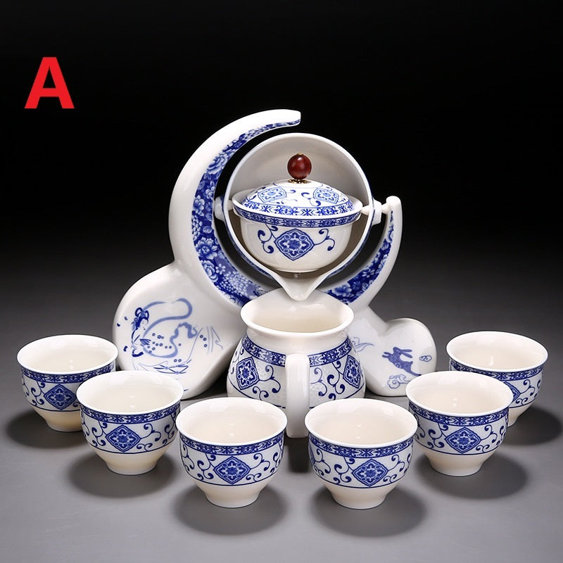 Chinesische Teezeremonie Blau -weiße Keramik Teekanne Tee -Set