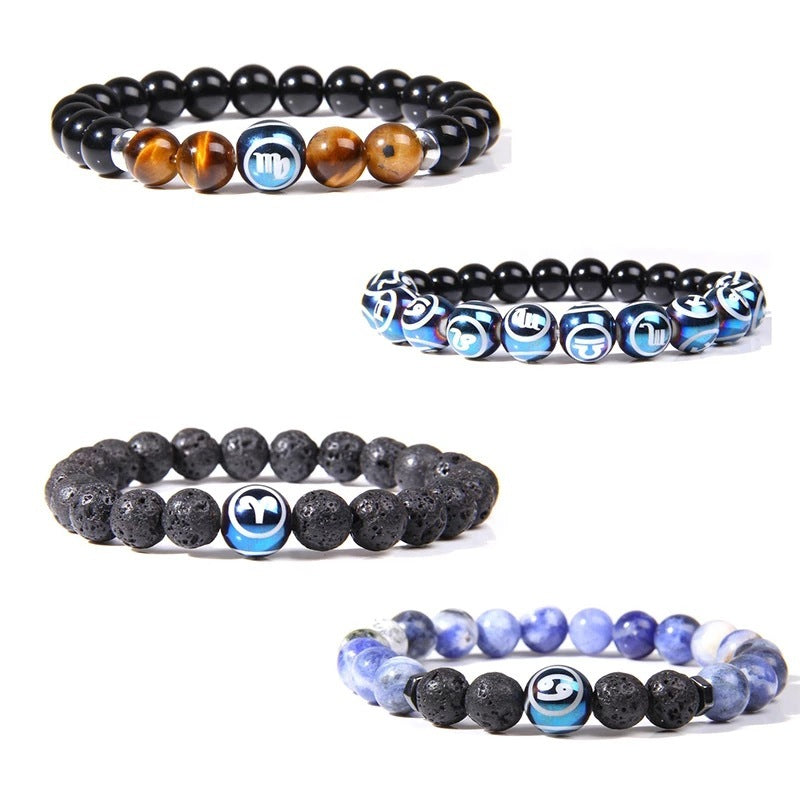 Constellations Couple Natural Lava Stone Bracelet-1