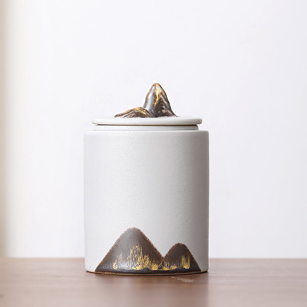 Chinese Ceramic Tea Storage Jar Black and White Pottery Sealed Jars-4